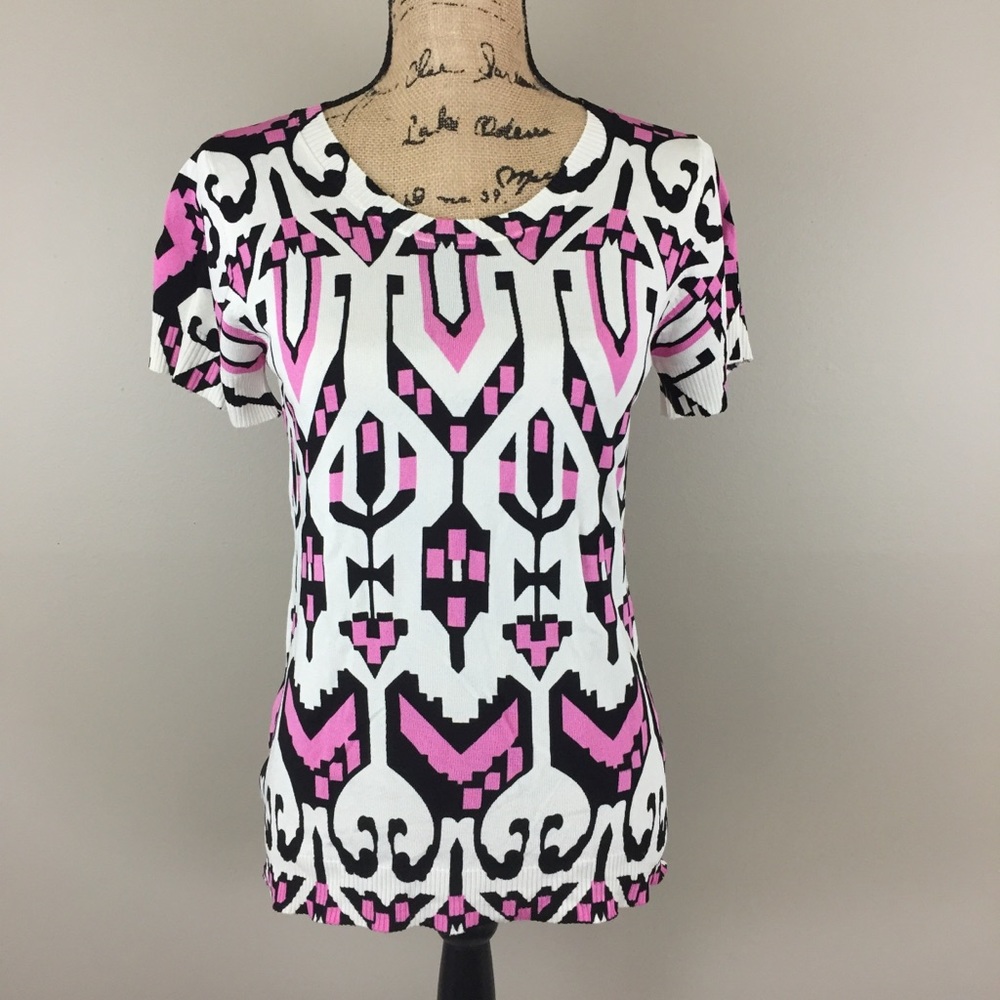 Zero Degrees Celsius Ikat Sweater, Black Pink, M